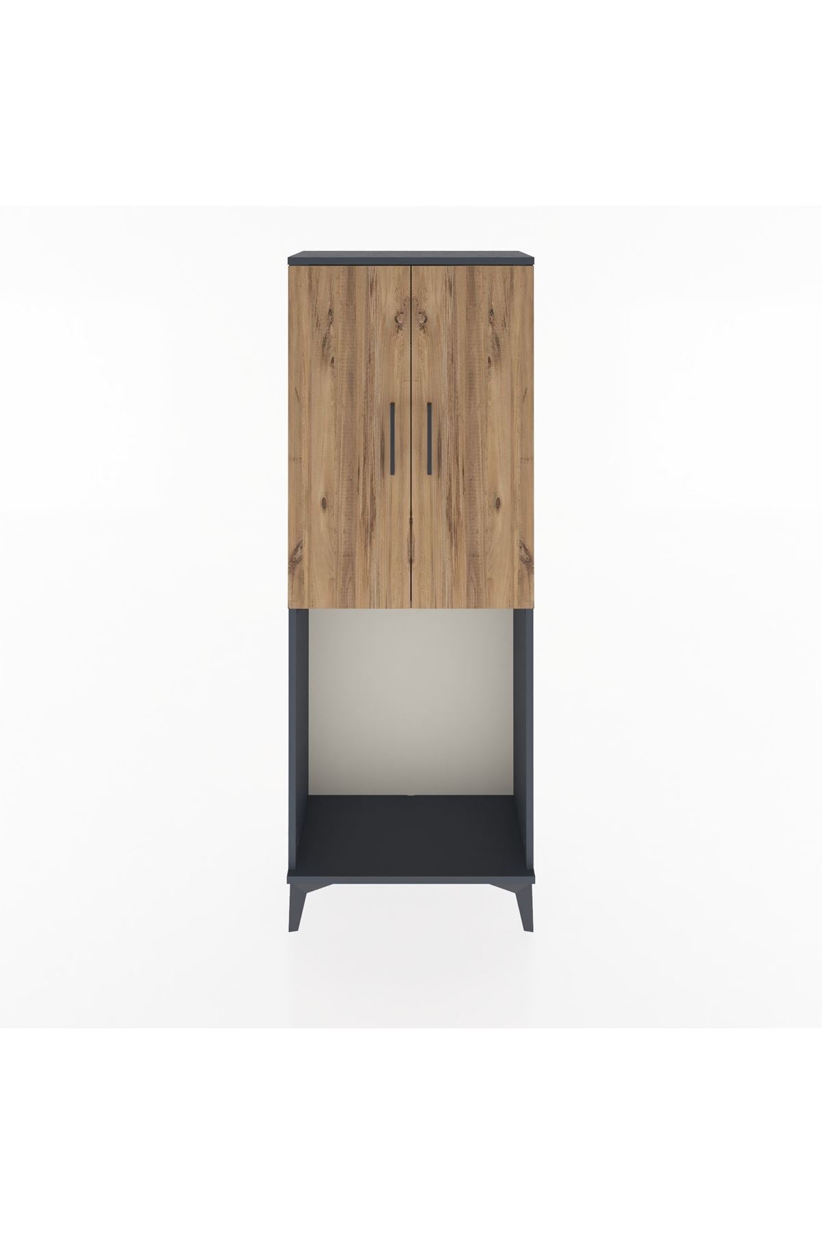 Arges Dolap Tek Raflı 2 Kapaklı Tek Askılı 60x30x163 Antrasit-Çam