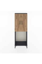 Arges Dolap Tek Raflı 2 Kapaklı Tek Askılı 60x30x163 Antrasit-Çam