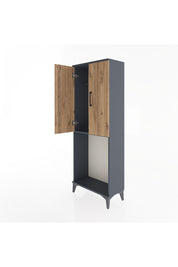 Arges Dolap Tek Raflı 2 Kapaklı Tek Askılı 60x30x163 Antrasit-Çam