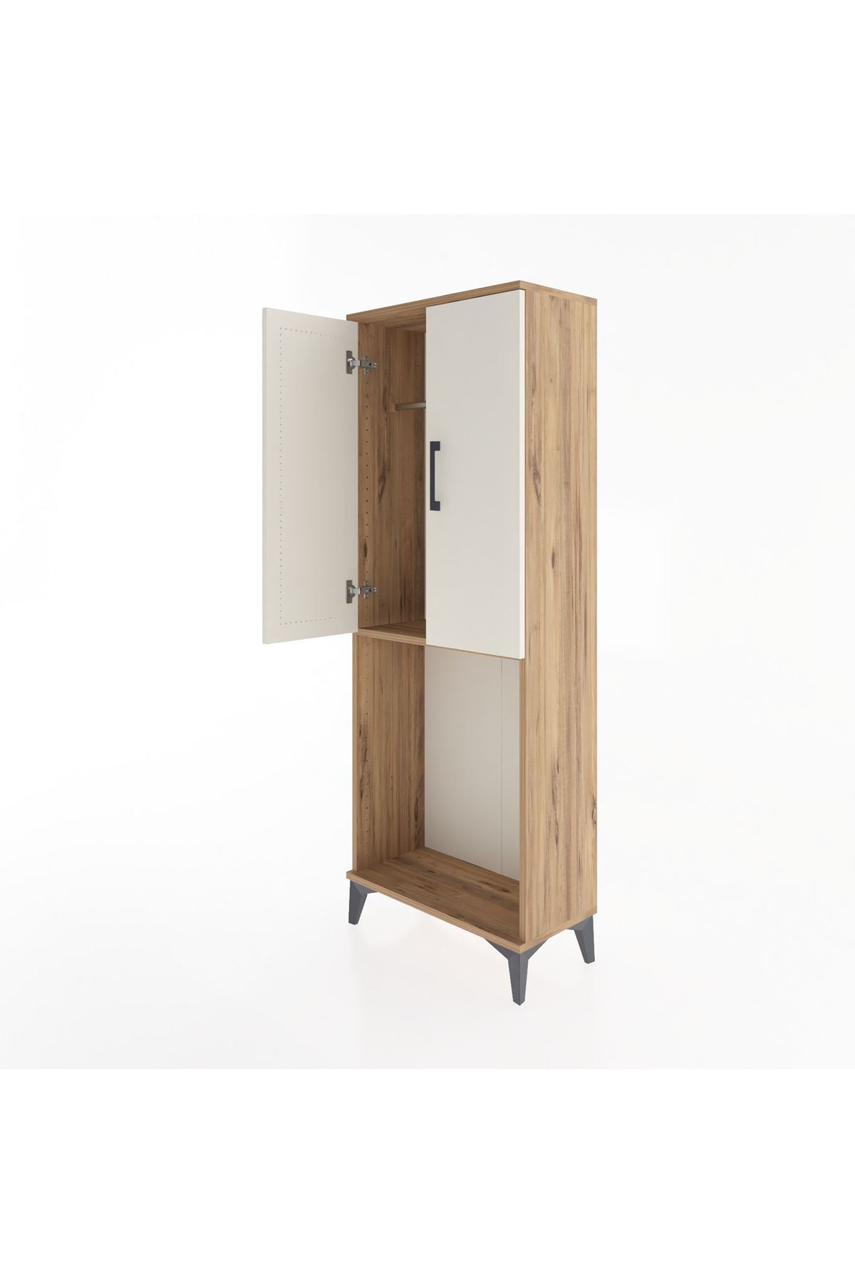 Arges Dolap Tek Raflı 2 Kapaklı Tek Askılı 60x30x163 Çam-Aytaşı