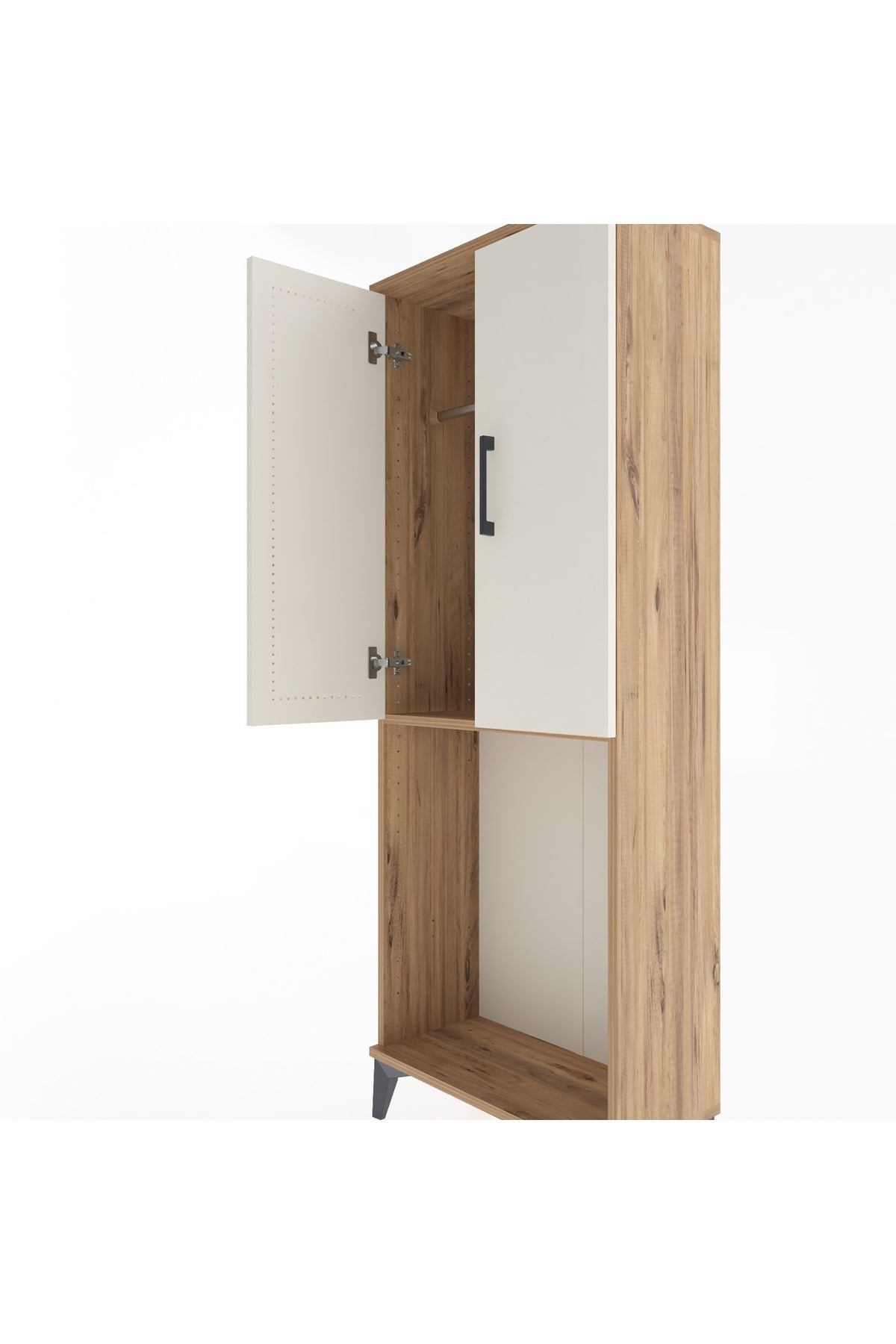 Arges Dolap Tek Raflı 2 Kapaklı Tek Askılı 60x30x163 Çam-Aytaşı