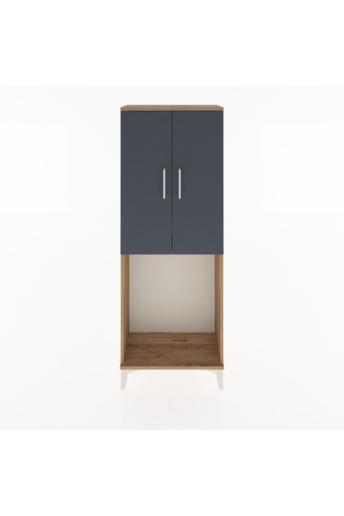 Arges Dolap Tek Raflı 2 Kapaklı Tek Askılı 60x30x163 Çam-Antrasit