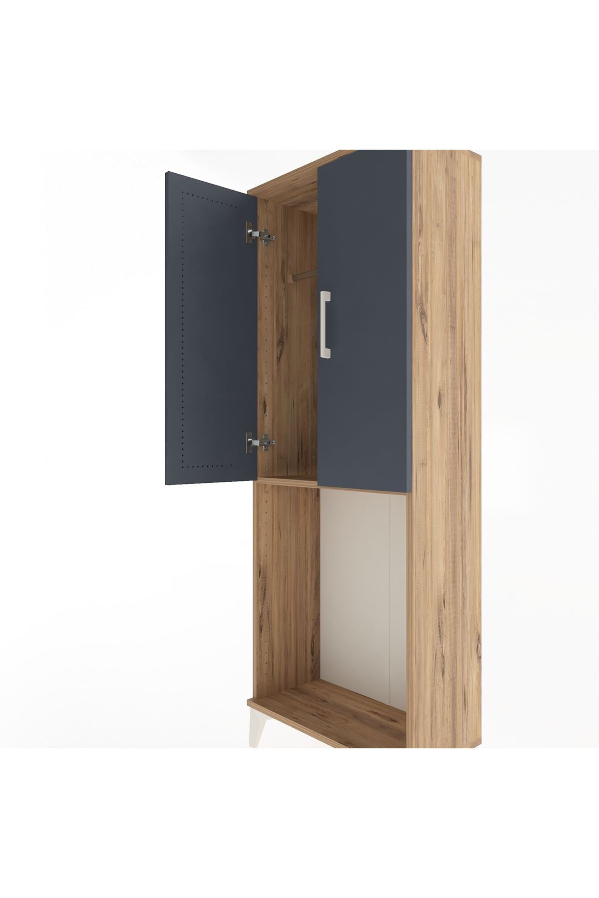 Arges Dolap Tek Raflı 2 Kapaklı Tek Askılı 60x30x163 Çam-Antrasit