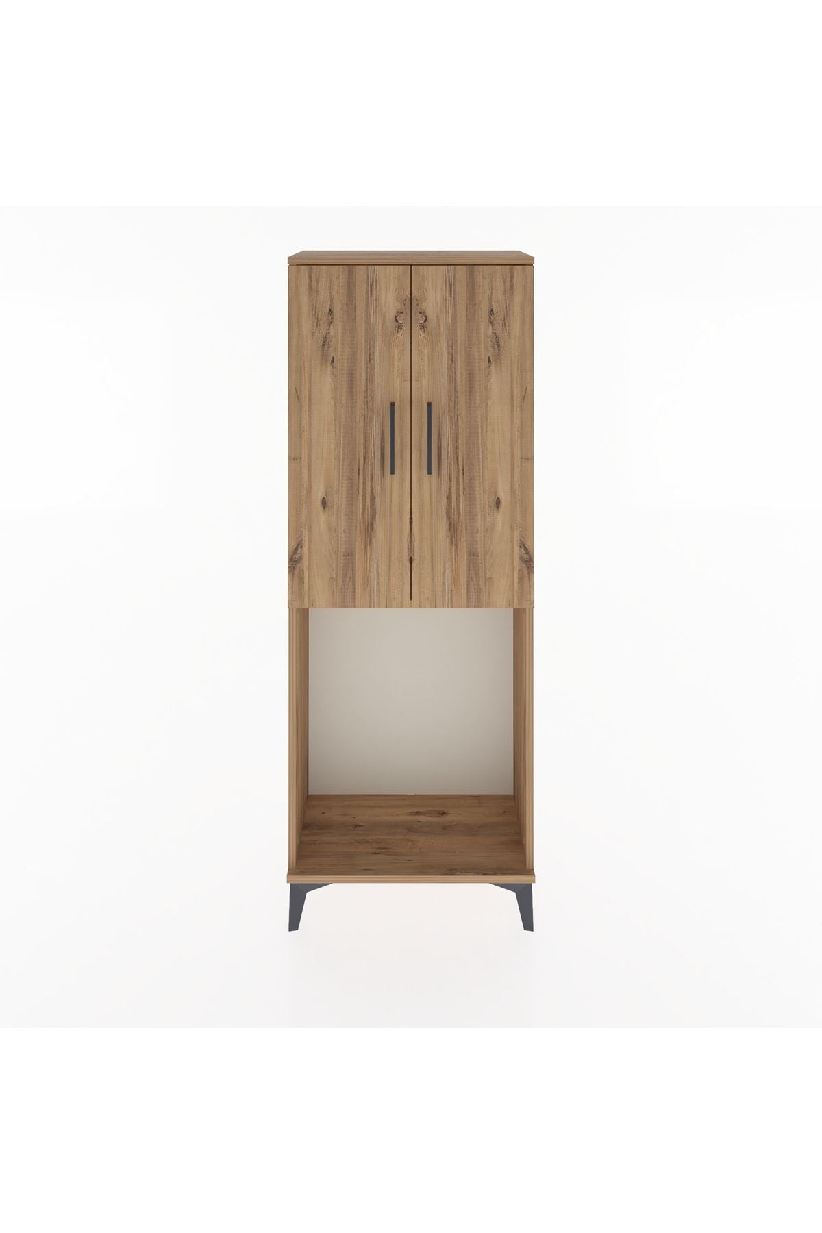 Arges Dolap Tek Raflı 2 Kapaklı Tek Askılı 60x30x163 Çam-Çam