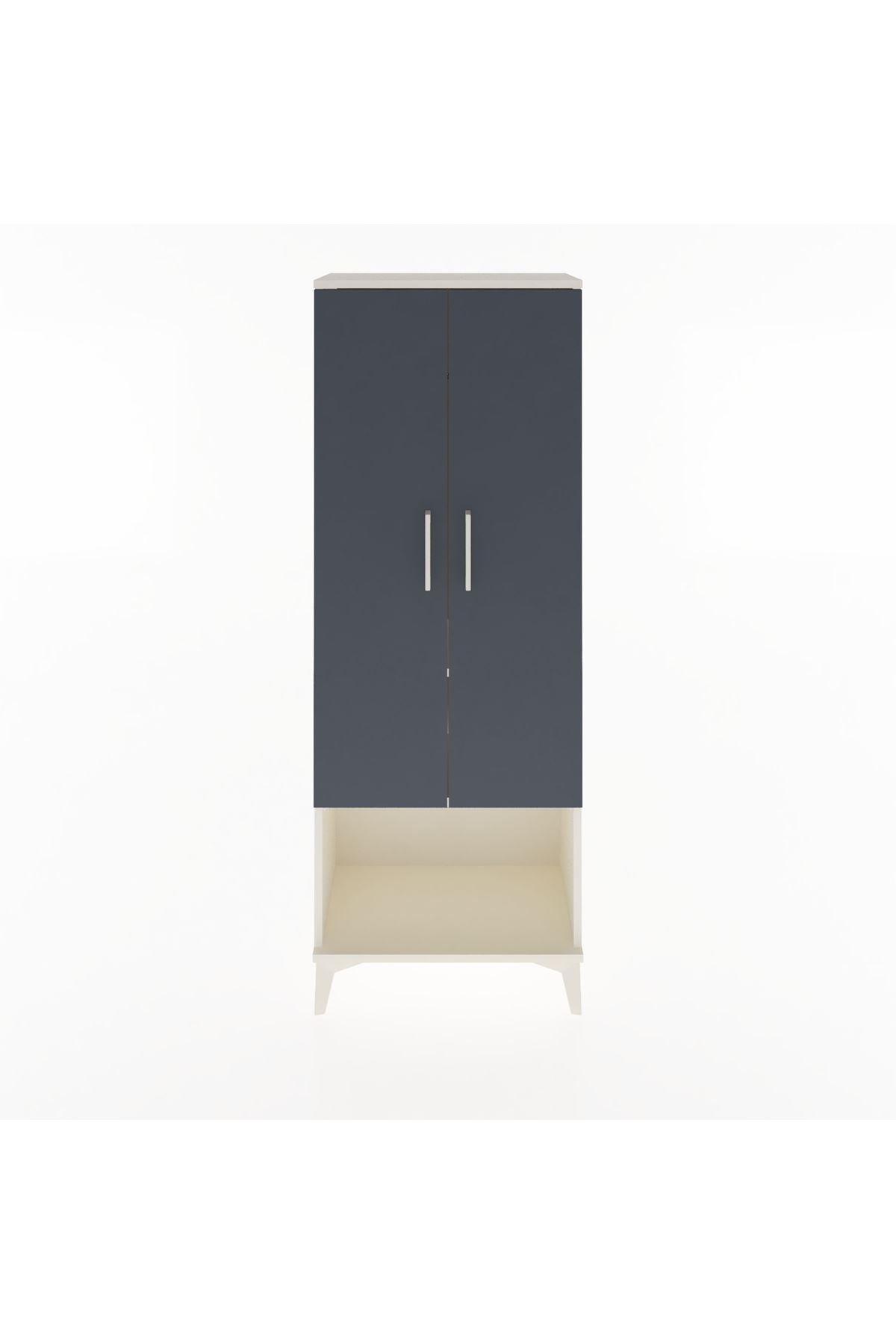 Arges Dolap 2 Raflı 2 Kapaklı Tek Askılı 60x30x163 Aytaşı-Antrasit