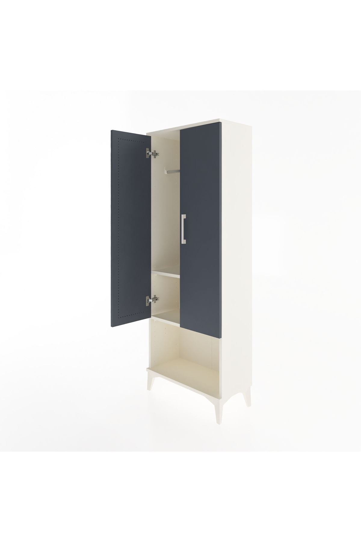 Arges Dolap 2 Raflı 2 Kapaklı Tek Askılı 60x30x163 Aytaşı-Antrasit