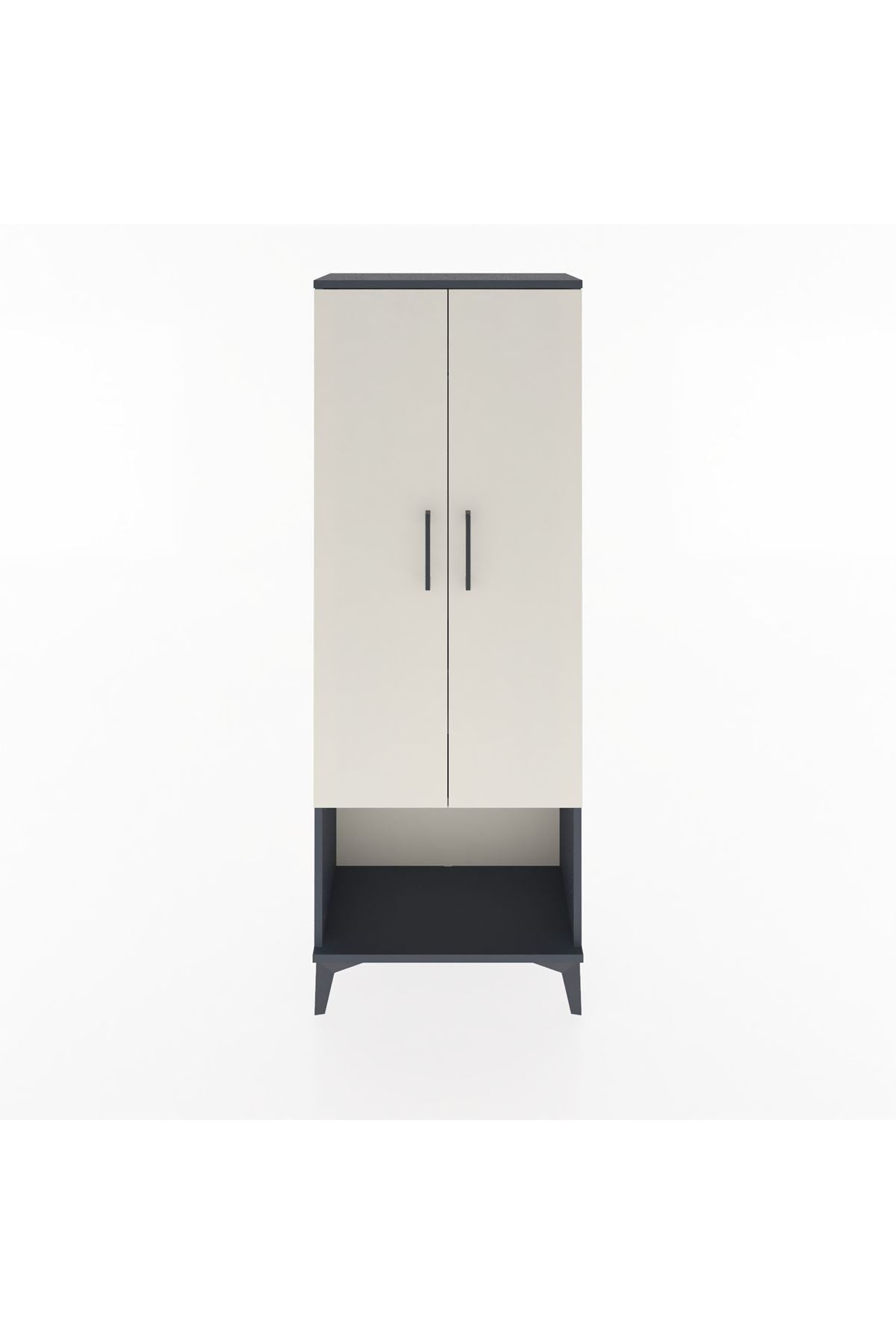 Arges Dolap 2 Raflı 2 Kapaklı Tek Askılı 60x30x163 Antrasit-Aytaşı