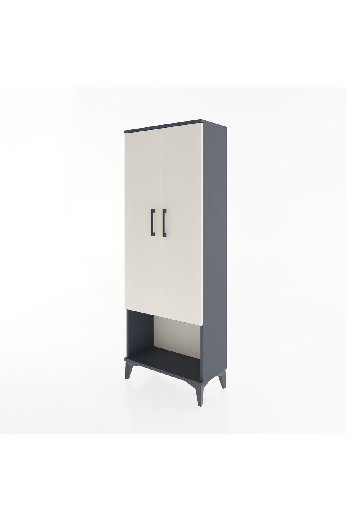 Arges Dolap 2 Raflı 2 Kapaklı Tek Askılı 60x30x163 Antrasit-Aytaşı