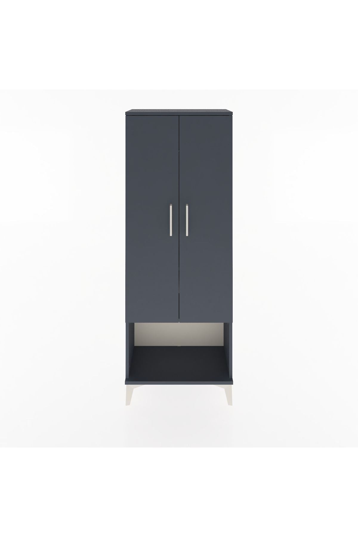 Arges Dolap 2 Raflı 2 Kapaklı Tek Askılı 60x30x163 Antrasit-Antrasit