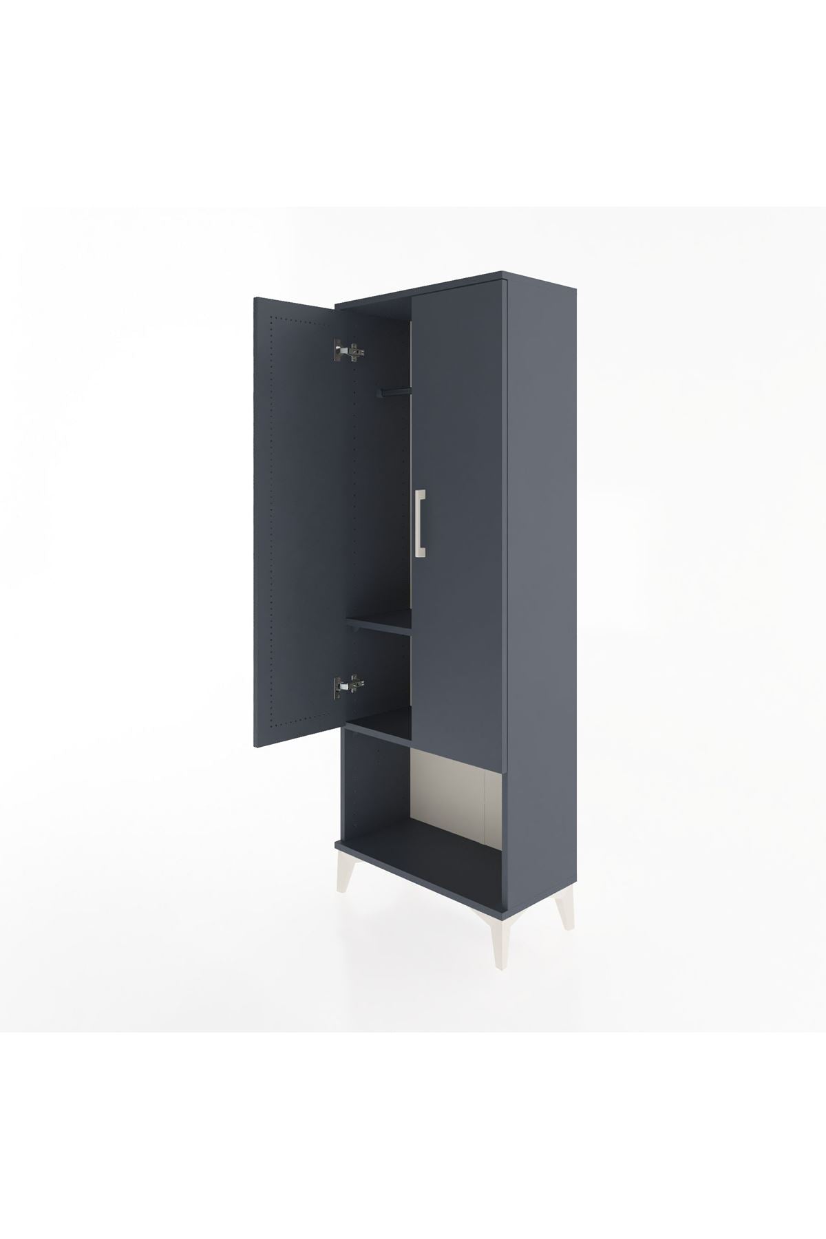 Arges Dolap 2 Raflı 2 Kapaklı Tek Askılı 60x30x163 Antrasit-Antrasit