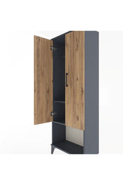 Arges Dolap 2 Raflı 2 Kapaklı Tek Askılı 60x30x163 Antrasit-Çam