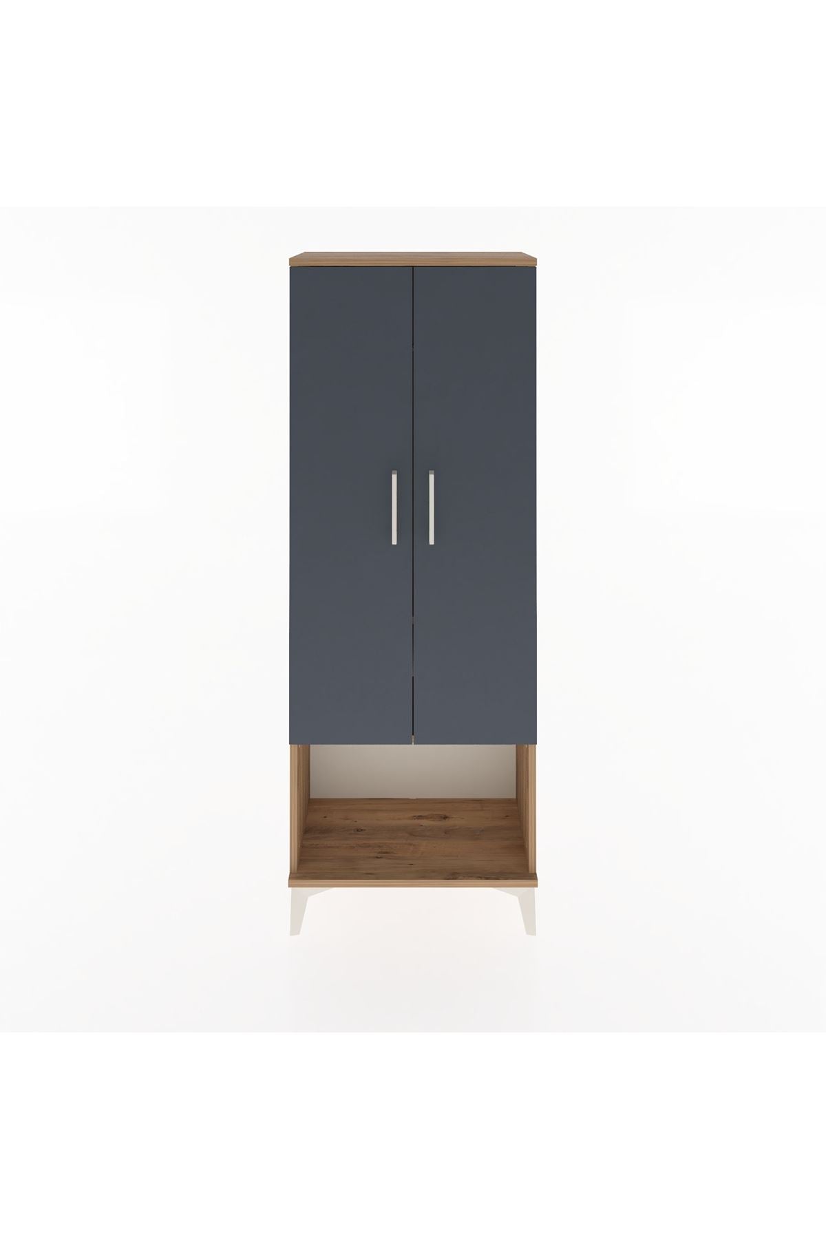 Arges Dolap 2 Raflı 2 Kapaklı Tek Askılı 60x30x163 Çam-Antrasit