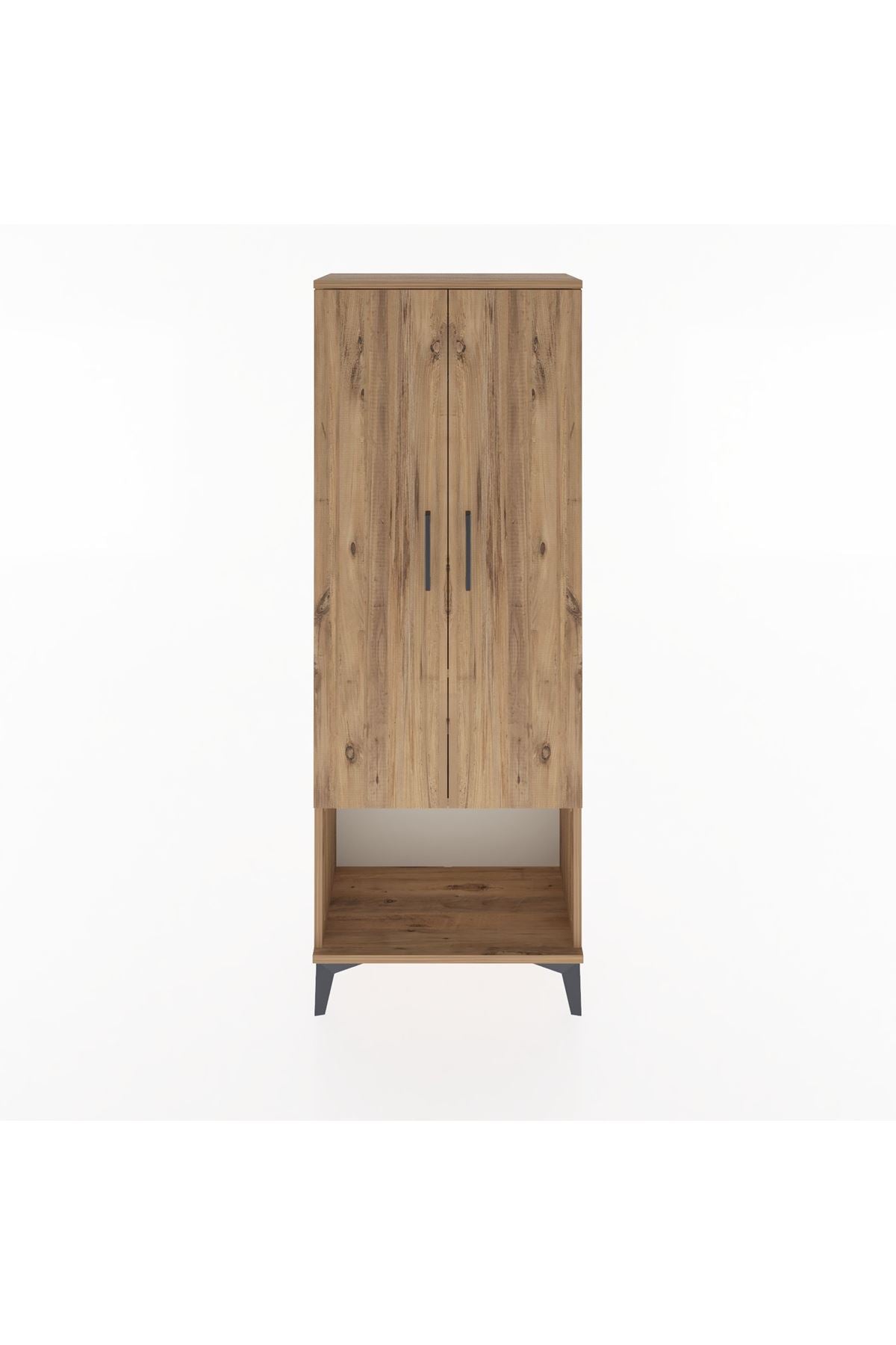 Arges Dolap 2 Raflı 2 Kapaklı Tek Askılı 60x30x163 Çam-Çam