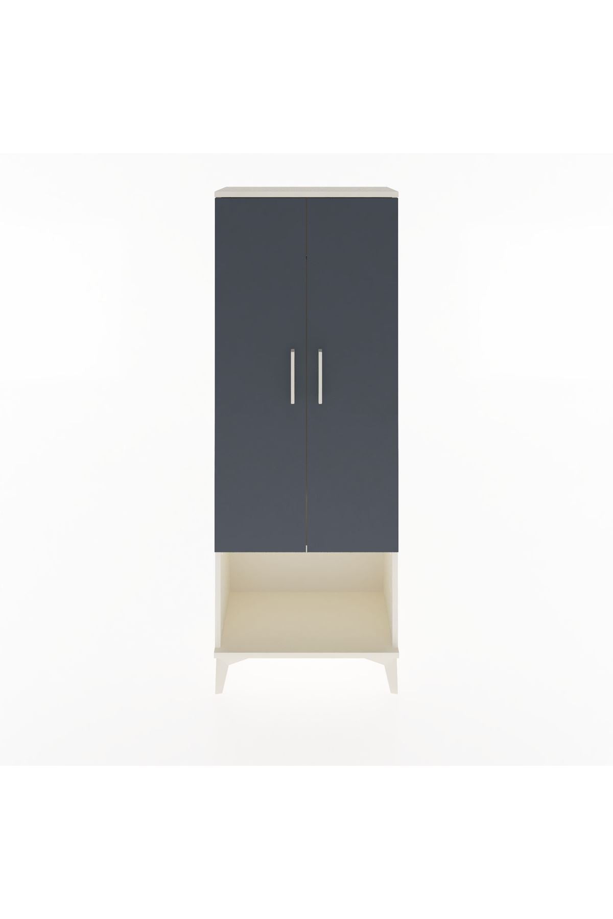Arges Dolap Tek Raflı 2 Kapaklı Tek Askılı 60x30x163 Aytaşı-Antrasit
