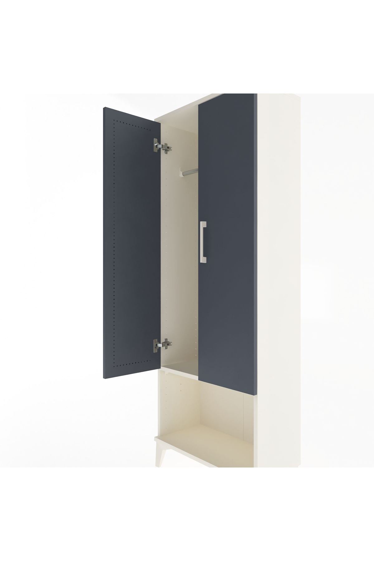 Arges Dolap Tek Raflı 2 Kapaklı Tek Askılı 60x30x163 Aytaşı-Antrasit