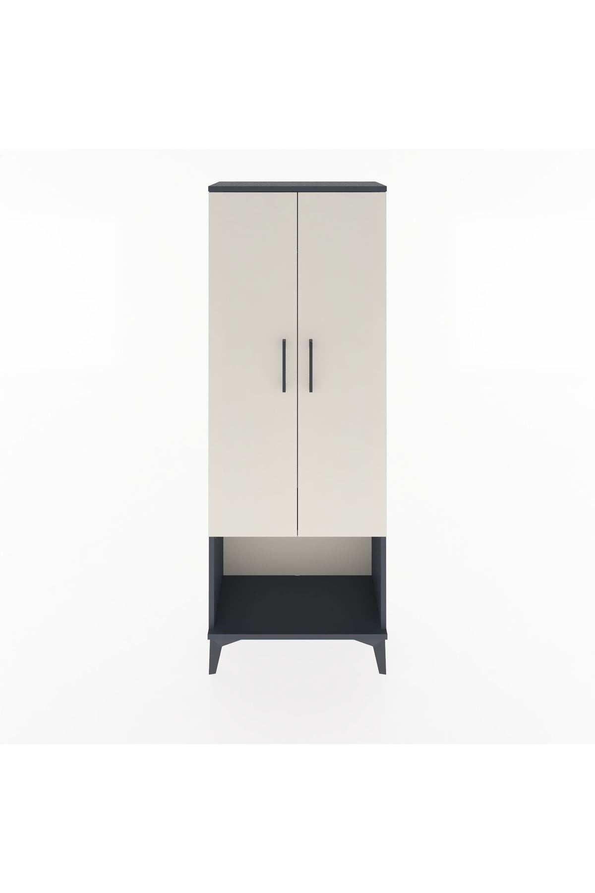 Arges Dolap Tek Raflı 2 Kapaklı Tek Askılı 60x30x163 Antrasit-Aytaşı