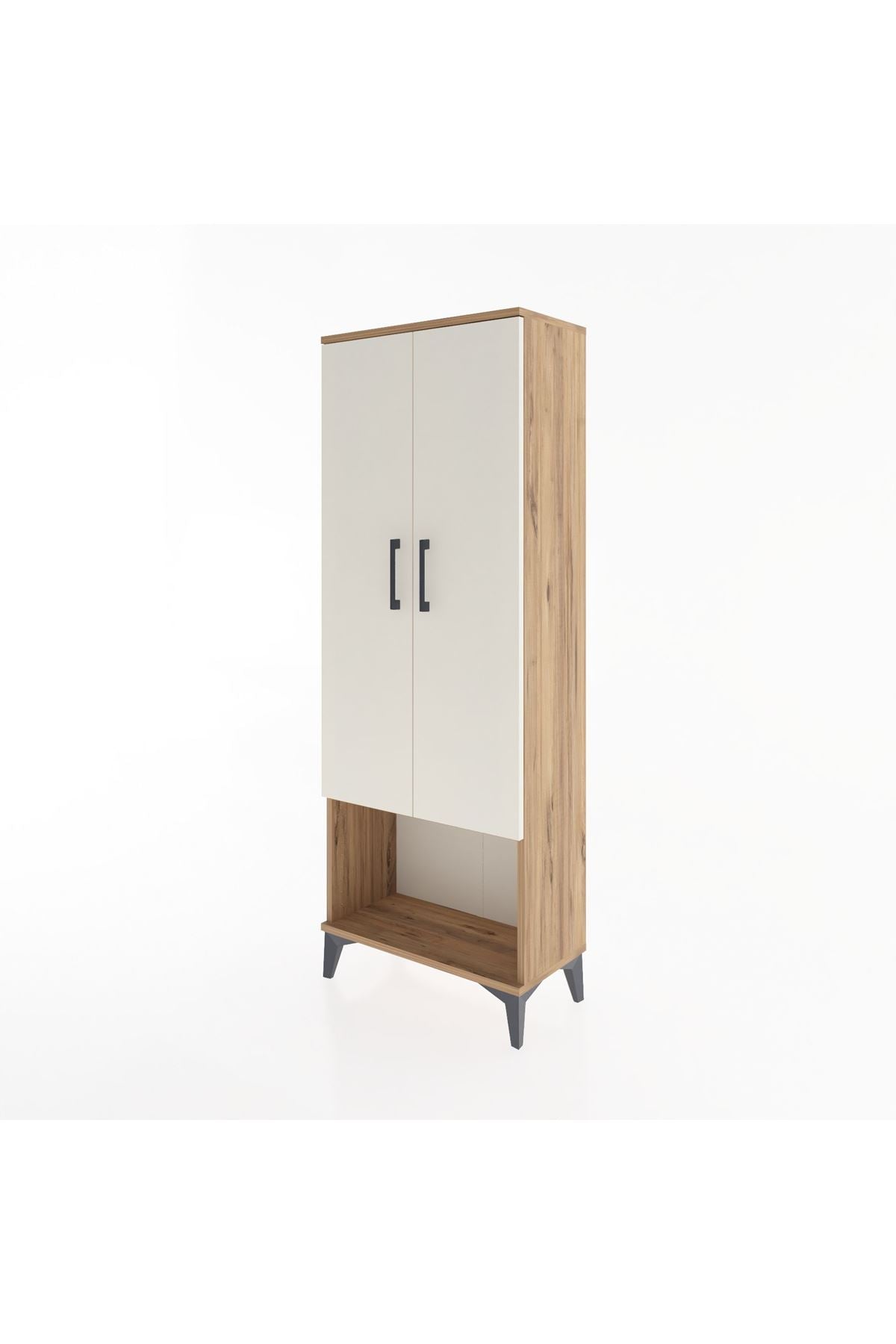 Arges Dolap Tek Raflı 2 Kapaklı Tek Askılı 60x30x163 Çam-Aytaşı