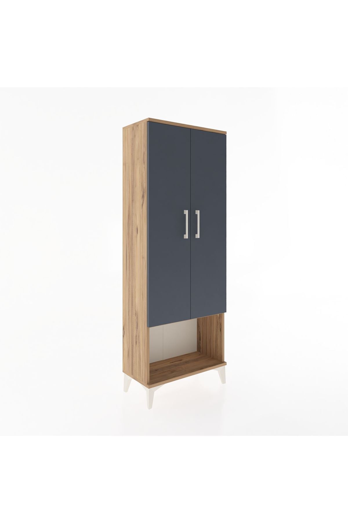 Arges Dolap Tek Raflı 2 Kapaklı Tek Askılı 60x30x163 Çam-Antrasit