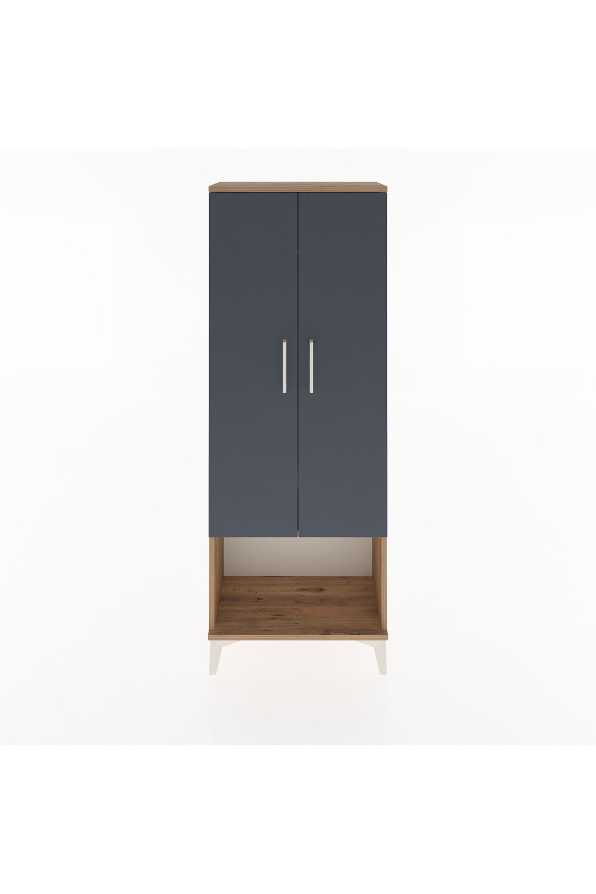 Arges Dolap Tek Raflı 2 Kapaklı Tek Askılı 60x30x163 Çam-Antrasit