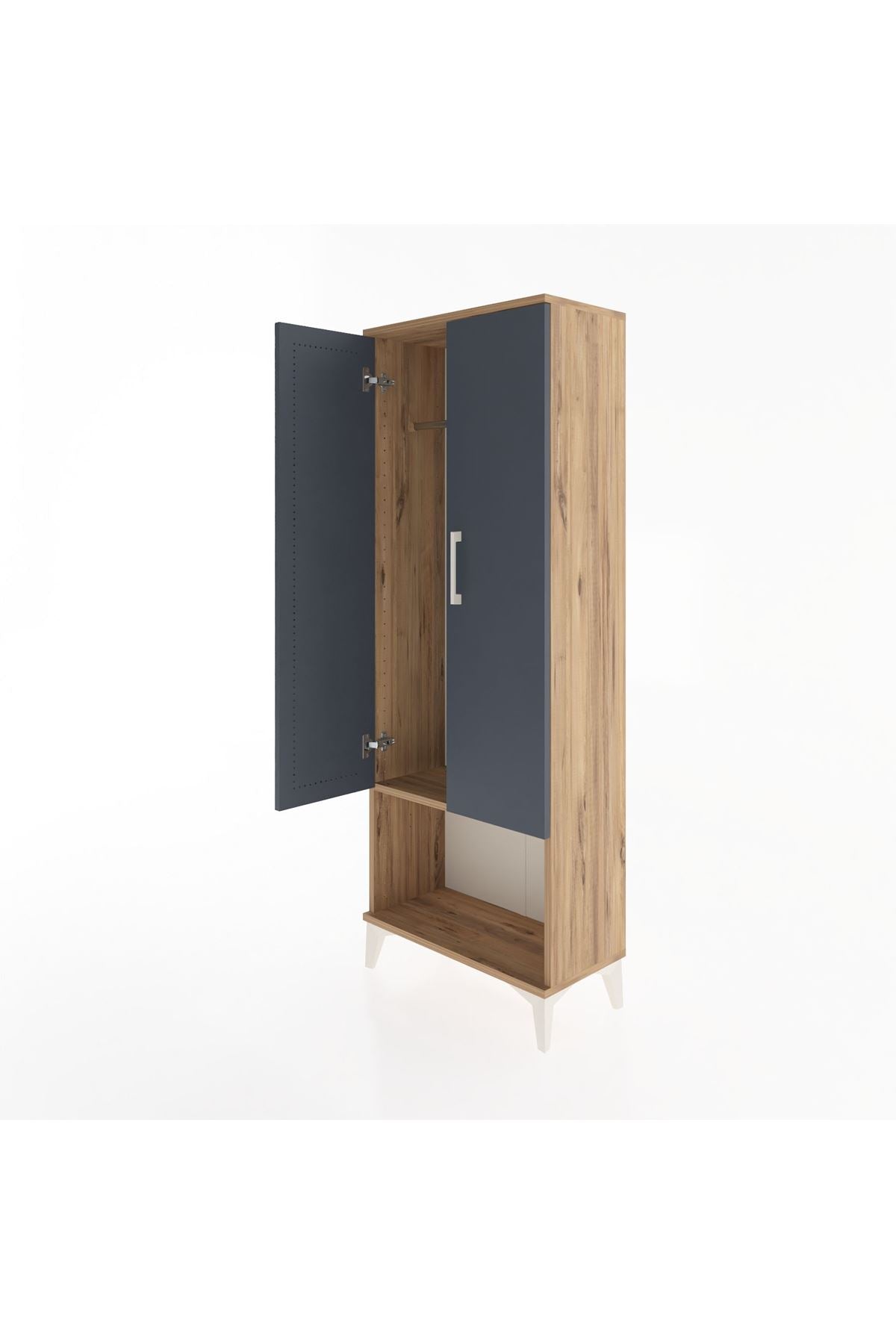 Arges Dolap Tek Raflı 2 Kapaklı Tek Askılı 60x30x163 Çam-Antrasit