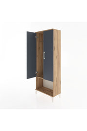 Arges Dolap Tek Raflı 2 Kapaklı Tek Askılı 60x30x163 Çam-Antrasit