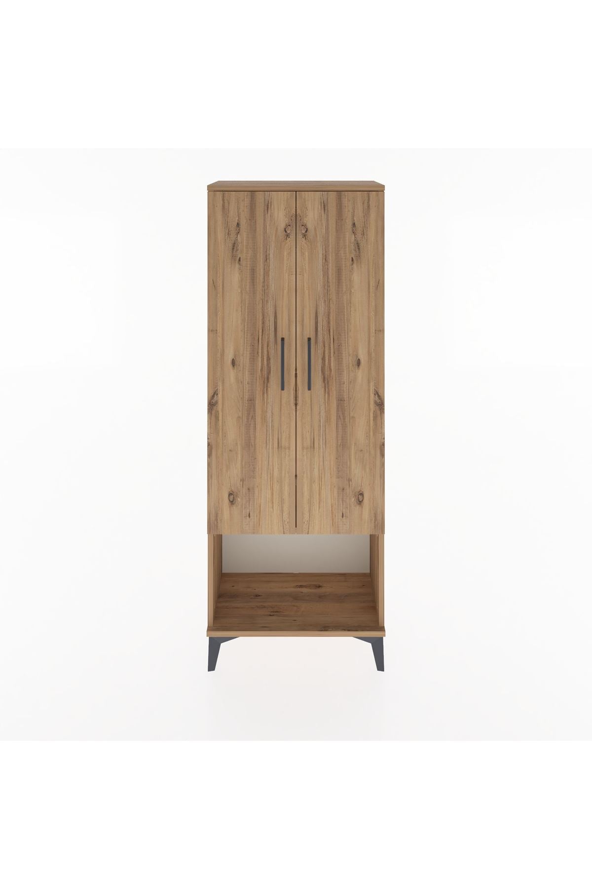 Arges Dolap Tek Raflı 2 Kapaklı Tek Askılı 60x30x163 Çam-Çam