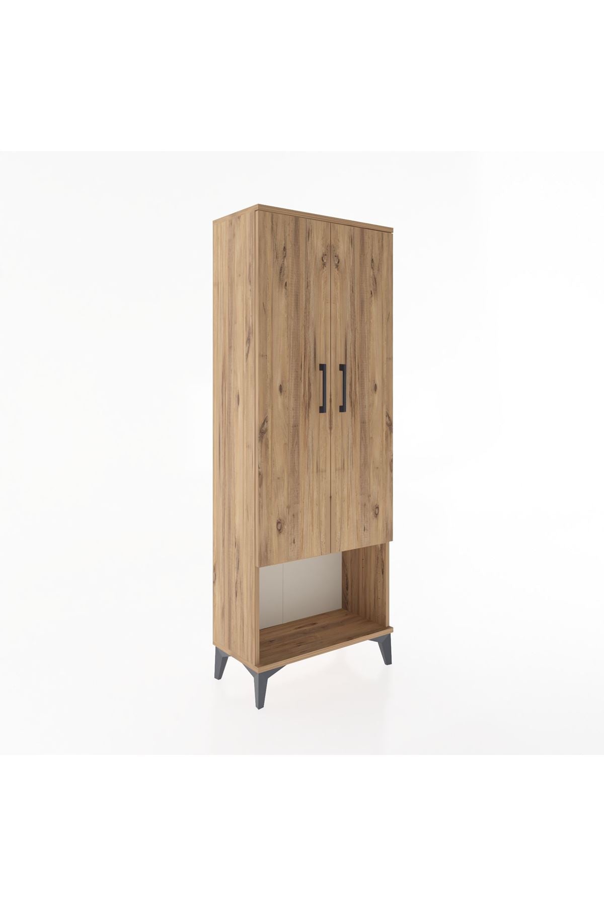 Arges Dolap Tek Raflı 2 Kapaklı Tek Askılı 60x30x163 Çam-Çam