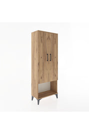 Arges Dolap Tek Raflı 2 Kapaklı Tek Askılı 60x30x163 Çam-Çam