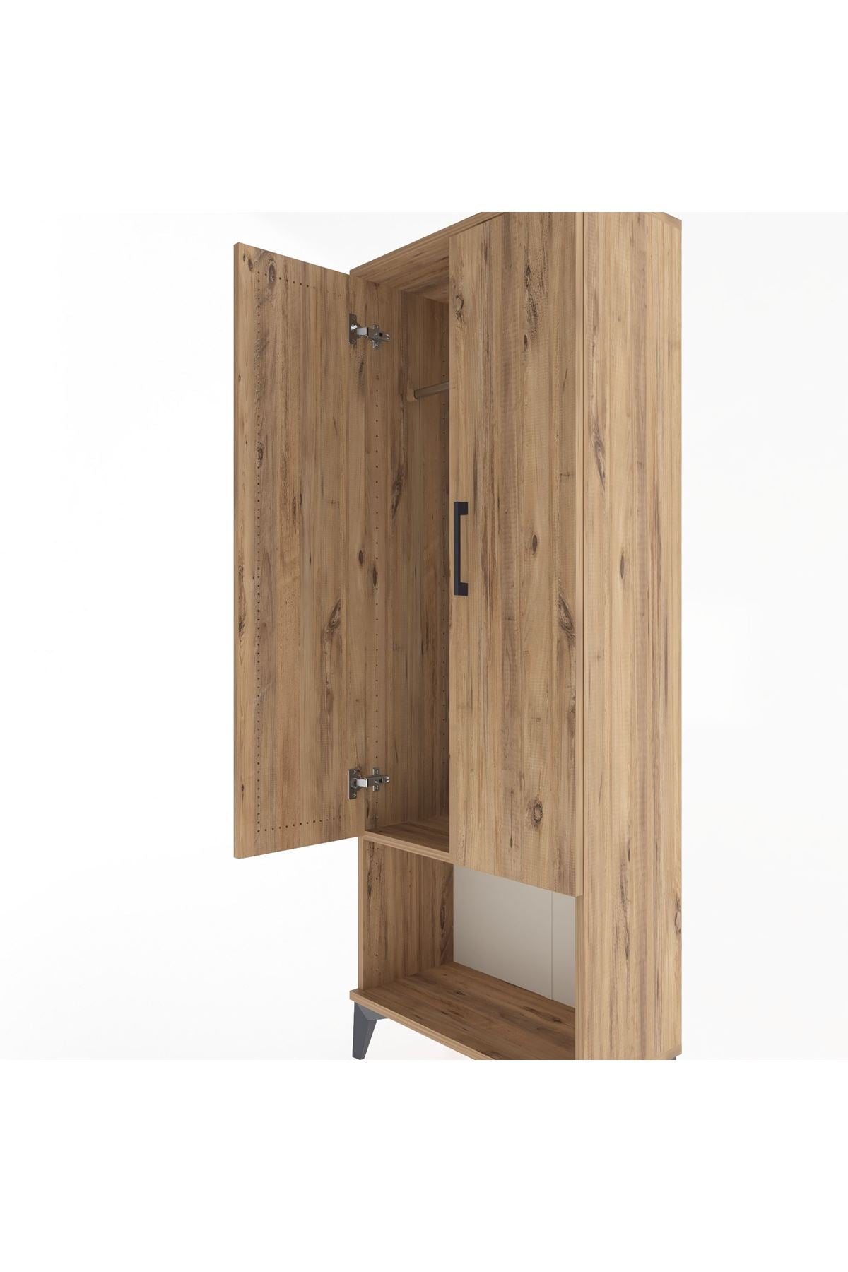 Arges Dolap Tek Raflı 2 Kapaklı Tek Askılı 60x30x163 Çam-Çam