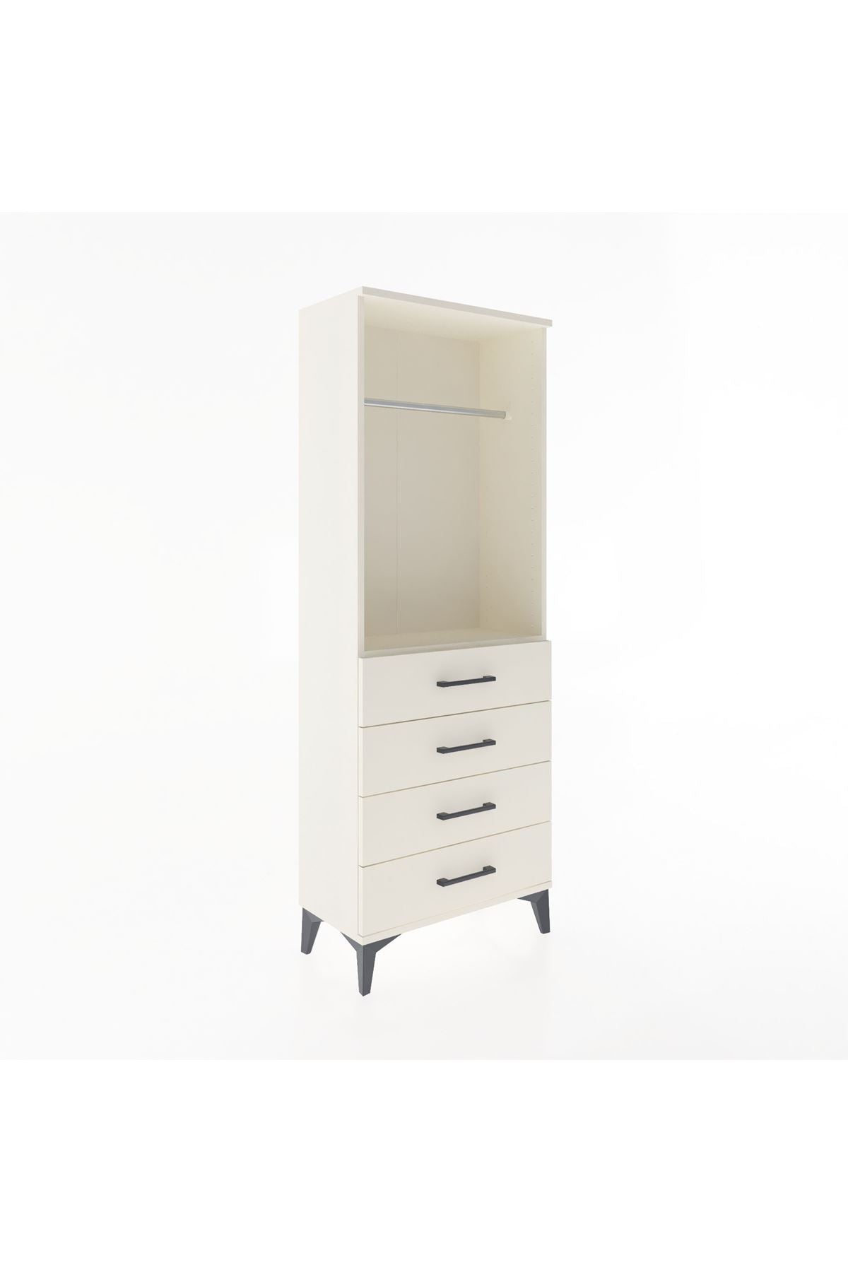 Arges Dolap Tek Raflı 4 Çekmeceli Tek Askılı 60x30x163 Aytaşı-Aytaşı