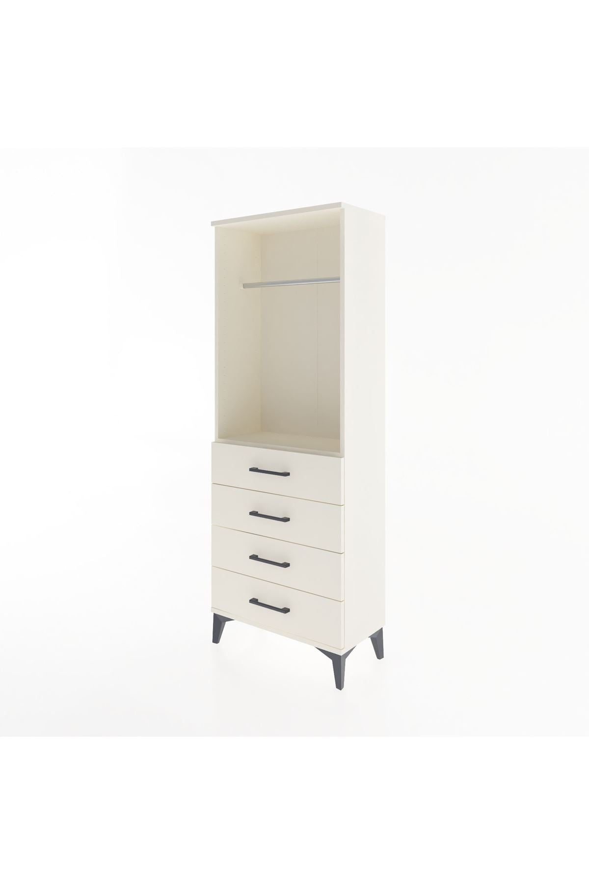 Arges Dolap Tek Raflı 4 Çekmeceli Tek Askılı 60x30x163 Aytaşı-Aytaşı