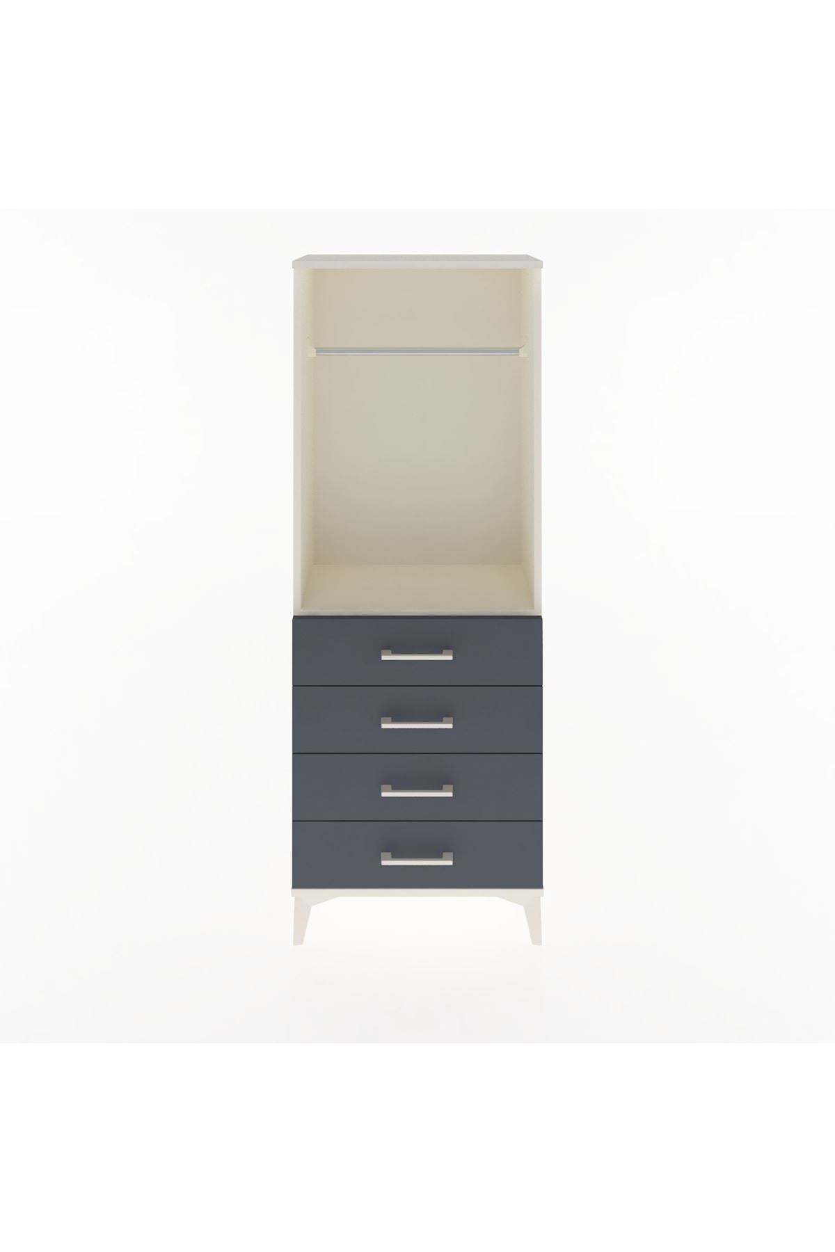 Arges Dolap Tek Raflı 4 Çekmeceli Tek Askılı 60x30x163 Aytaşı-Antrasit