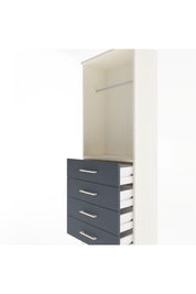 Arges Dolap Tek Raflı 4 Çekmeceli Tek Askılı 60x30x163 Aytaşı-Antrasit