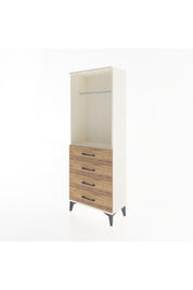Arges Dolap Tek Raflı 4 Çekmeceli Tek Askılı 60x30x163 Aytaşı-Çam