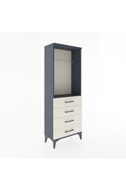 Arges Dolap Tek Raflı 4 Çekmeceli Tek Askılı 60x30x163 Antrasit-Aytaşı