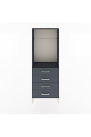 Arges Dolap Tek Raflı 4 Çekmeceli Tek Askılı 60x30x163 Antrasit-Antrasit