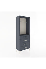 Arges Dolap Tek Raflı 4 Çekmeceli Tek Askılı 60x30x163 Antrasit-Antrasit