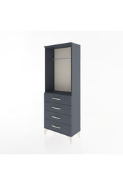 Arges Dolap Tek Raflı 4 Çekmeceli Tek Askılı 60x30x163 Antrasit-Antrasit