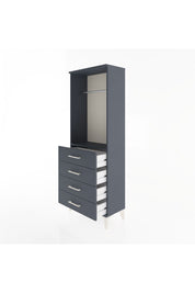 Arges Dolap Tek Raflı 4 Çekmeceli Tek Askılı 60x30x163 Antrasit-Antrasit