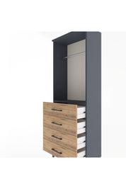Arges Dolap Tek Raflı 4 Çekmeceli Tek Askılı 60x30x163 Antrasit-Çam