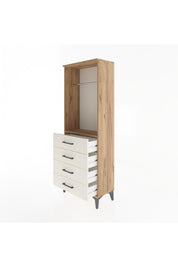 Arges Dolap Tek Raflı 4 Çekmeceli Tek Askılı 60x30x163 Çam-Aytaşı
