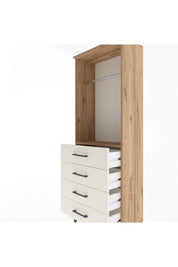 Arges Dolap Tek Raflı 4 Çekmeceli Tek Askılı 60x30x163 Çam-Aytaşı