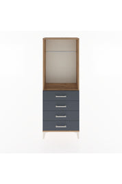 Arges Dolap Tek Raflı 4 Çekmeceli Tek Askılı 60x30x163 Çam-Antrasit