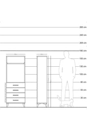 Arges Dolap Tek Raflı 4 Çekmeceli Tek Askılı 60x30x163 Çam-Antrasit