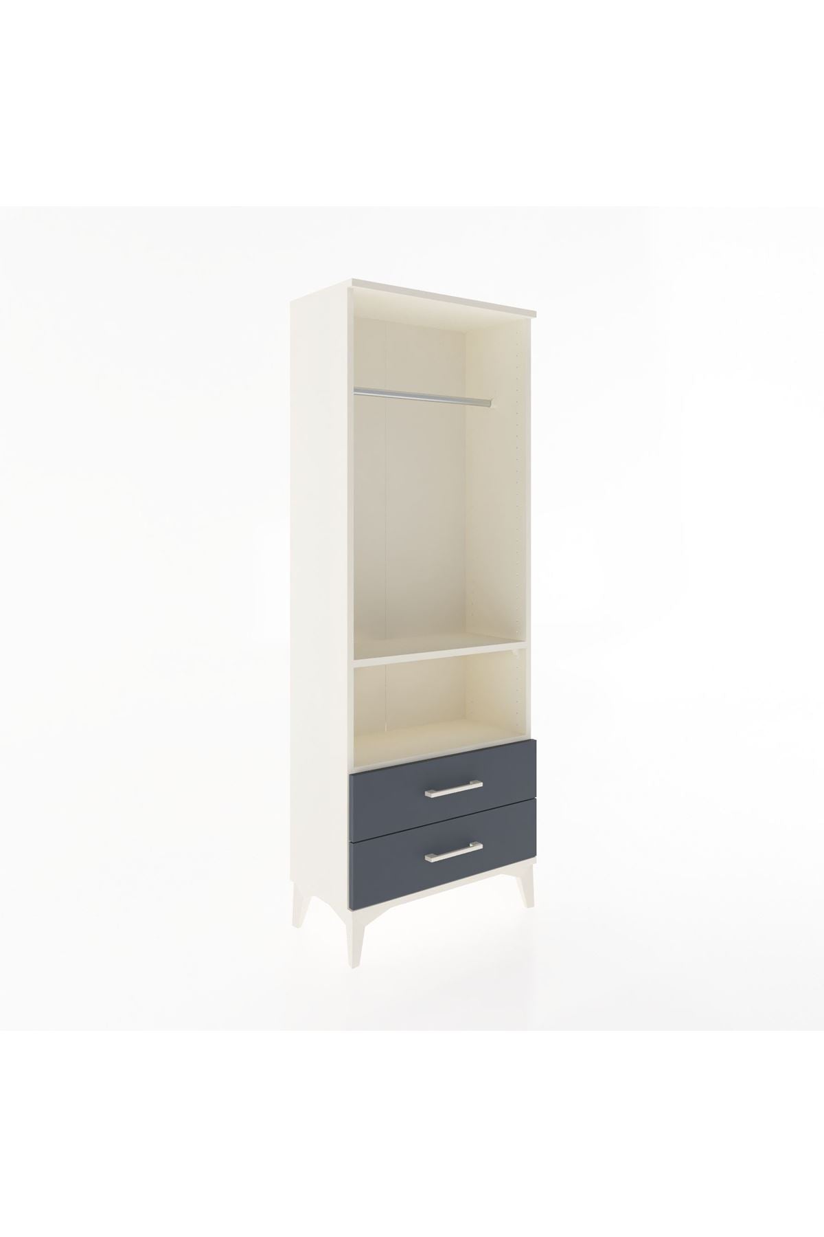 Arges Dolap 2 Raflı 2 Çekmeceli Tek Askılı 60x30x163 Aytaşı-Antrasit