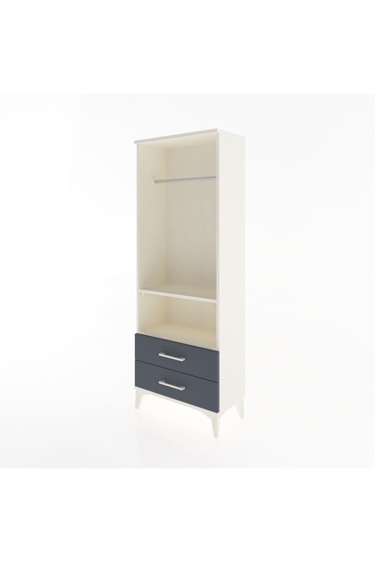 Arges Dolap 2 Raflı 2 Çekmeceli Tek Askılı 60x30x163 Aytaşı-Antrasit