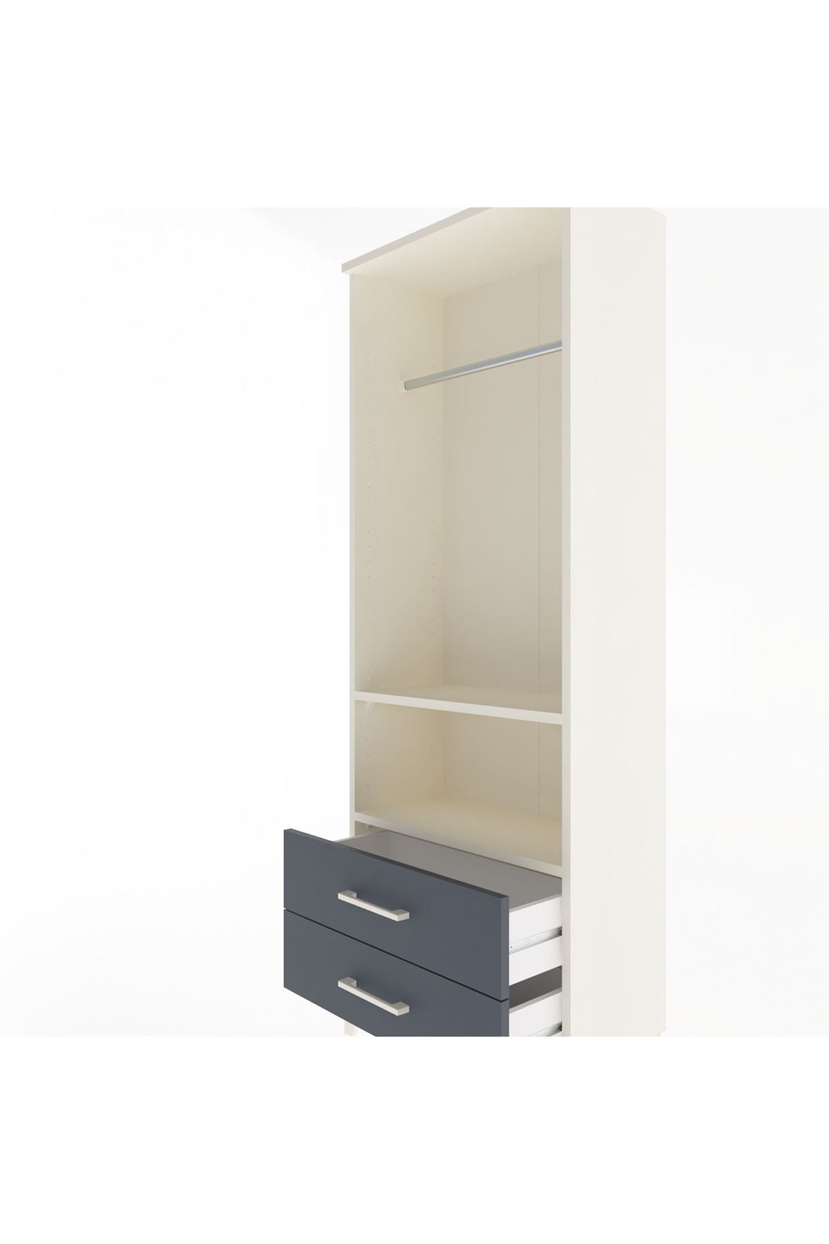 Arges Dolap 2 Raflı 2 Çekmeceli Tek Askılı 60x30x163 Aytaşı-Antrasit