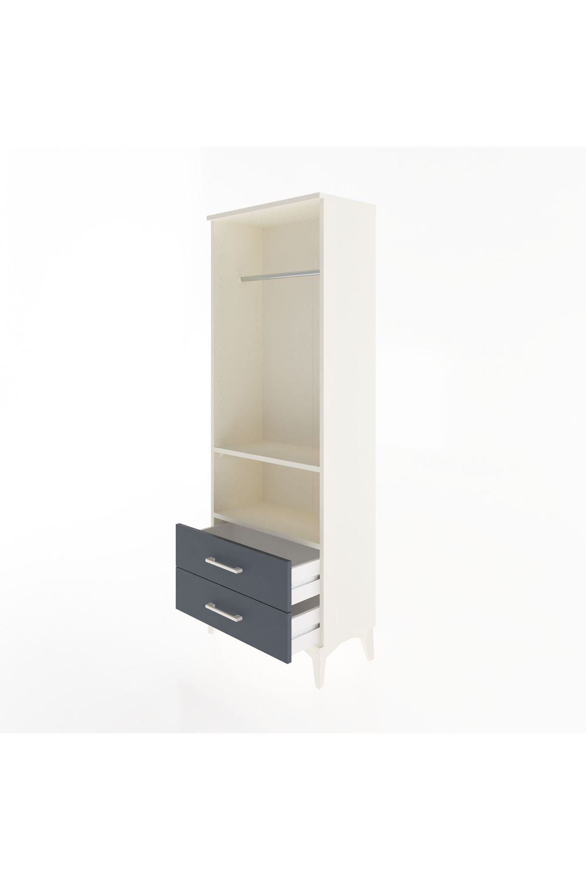 Arges Dolap 2 Raflı 2 Çekmeceli Tek Askılı 60x30x163 Aytaşı-Antrasit