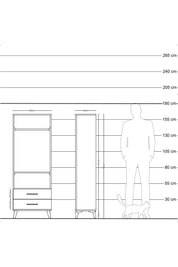 Arges Dolap 2 Raflı 2 Çekmeceli Tek Askılı 60x30x163 Aytaşı-Antrasit