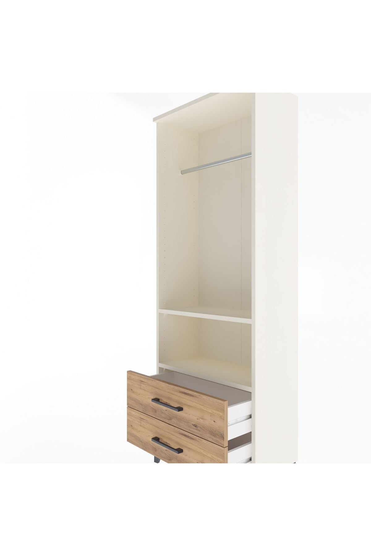 Arges Dolap 2 Raflı 2 Çekmeceli Tek Askılı 60x30x163 Aytaşı-Çam